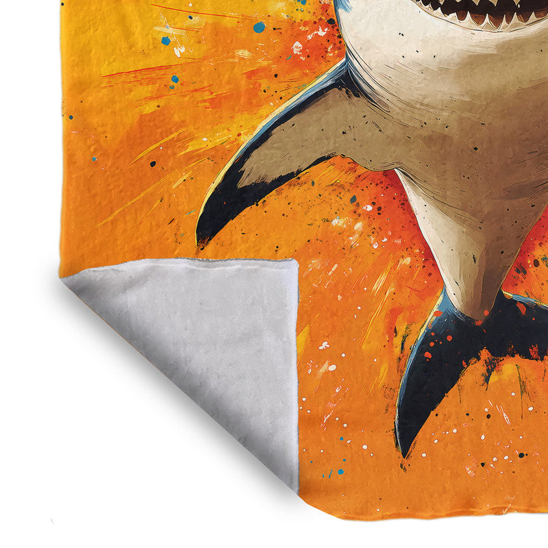 Hungry Shark Light Weight Fleece Blanket by Wikus Schalkwyk