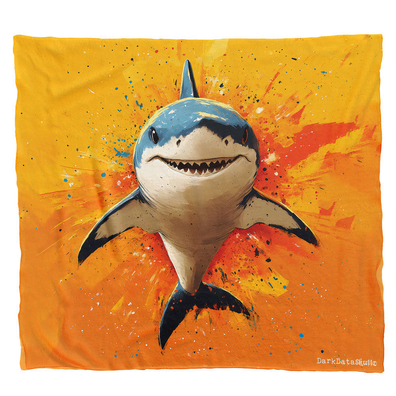 Hungry Shark Light Weight Fleece Blanket by Wikus Schalkwyk