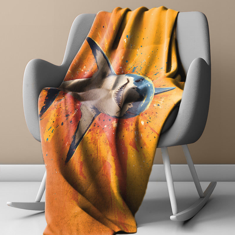 Hungry Shark Light Weight Fleece Blanket by Wikus Schalkwyk