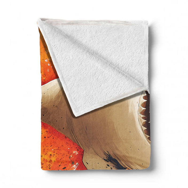 Hungry Shark Light Weight Fleece Blanket by Wikus Schalkwyk
