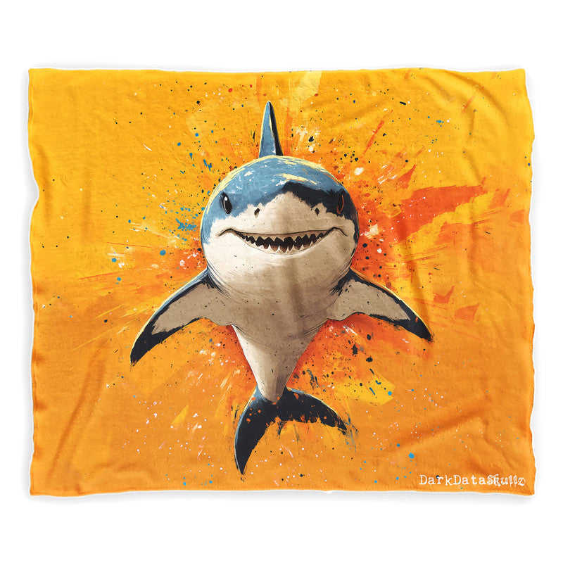 Hungry Shark Minky Blanket by Wikus Schalkwyk
