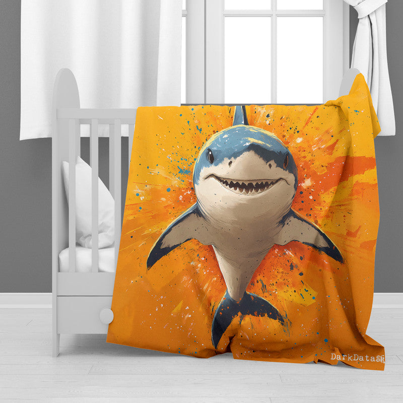Hungry Shark Minky Blanket by Wikus Schalkwyk