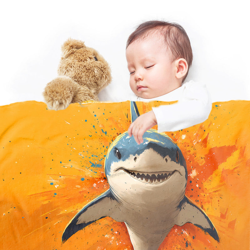 Hungry Shark Minky Blanket by Wikus Schalkwyk