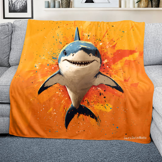 Hungry Shark Light Weight Fleece Blanket by Wikus Schalkwyk