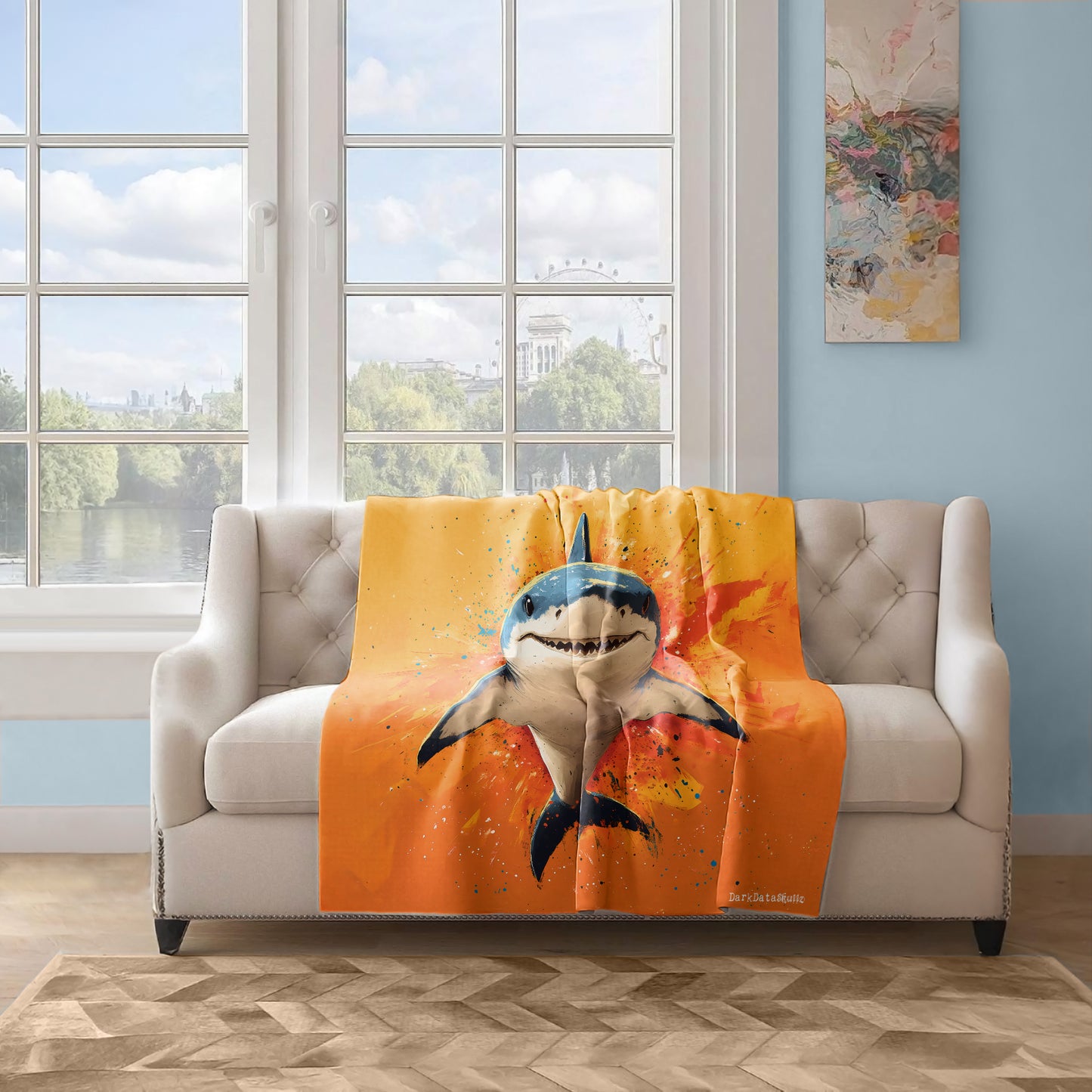 Hungry Shark Light Weight Fleece Blanket by Wikus Schalkwyk