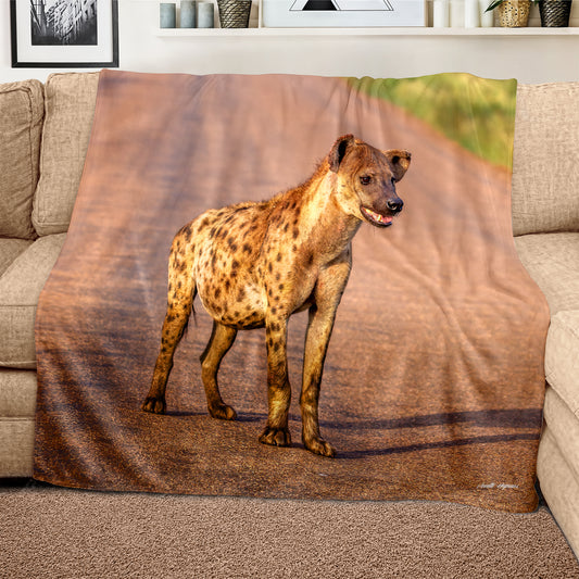 Hyena Mom Light Weight Fleece Blanket by Annette Heymans