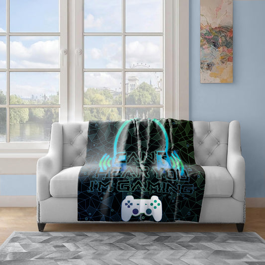 I'm Gaming Black Light Weight Fleece Blanket