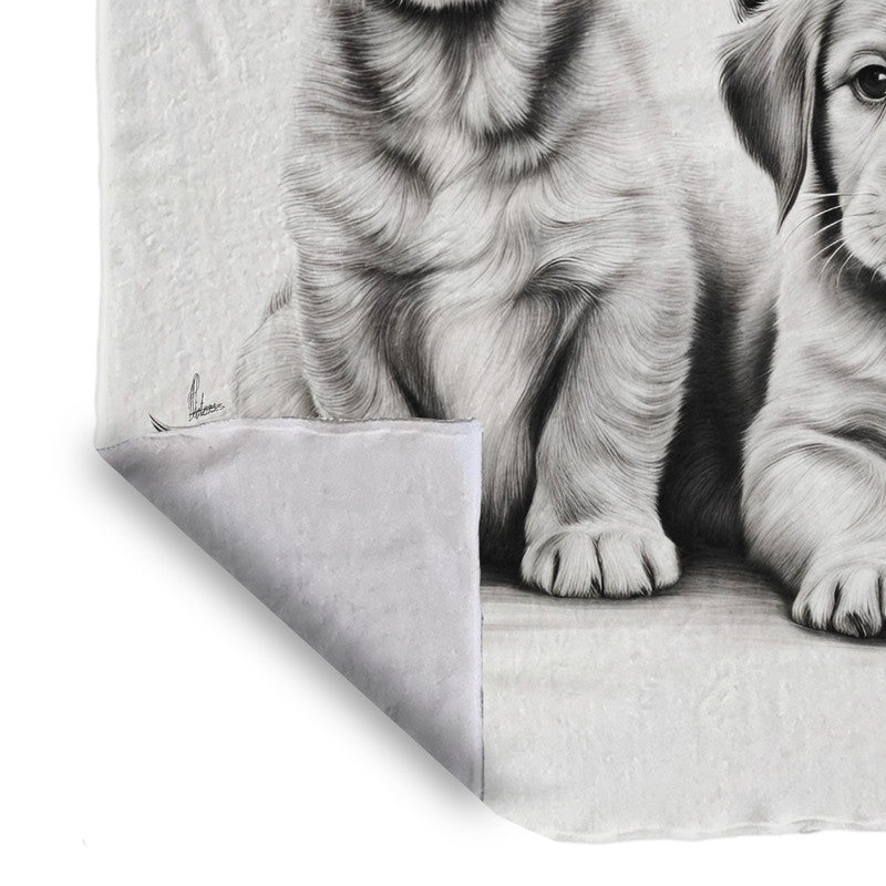 Innocent Eyes Puppies Light Weight Fleece Blanket by Nathan Pieterse