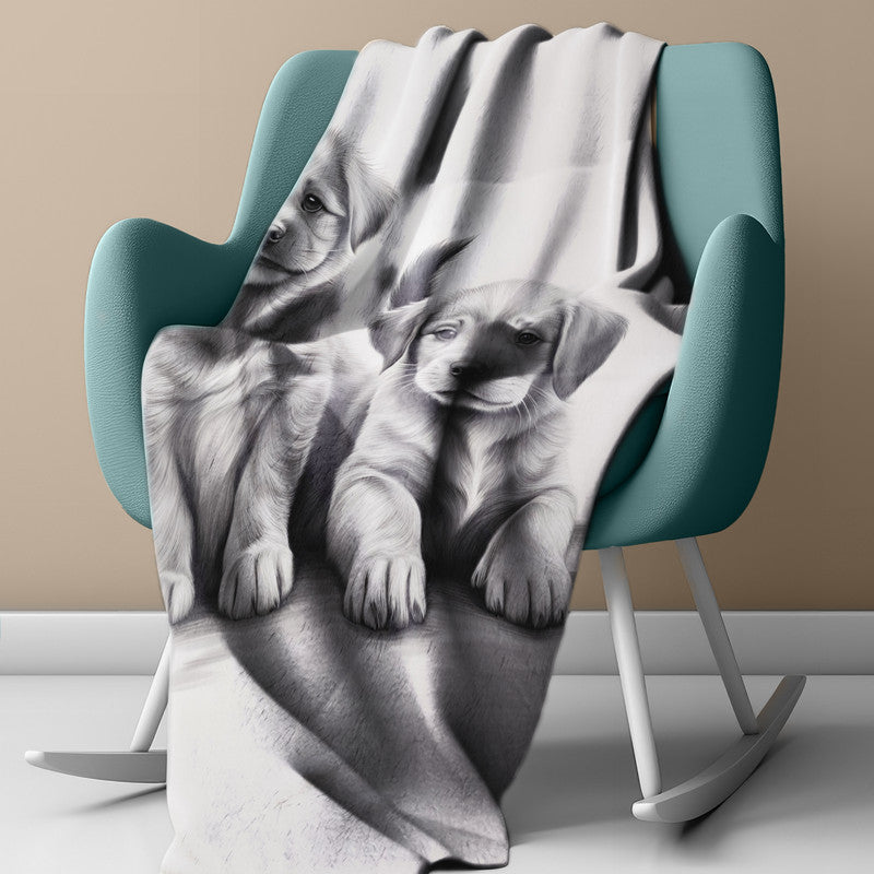 Innocent Eyes Puppies Light Weight Fleece Blanket by Nathan Pieterse