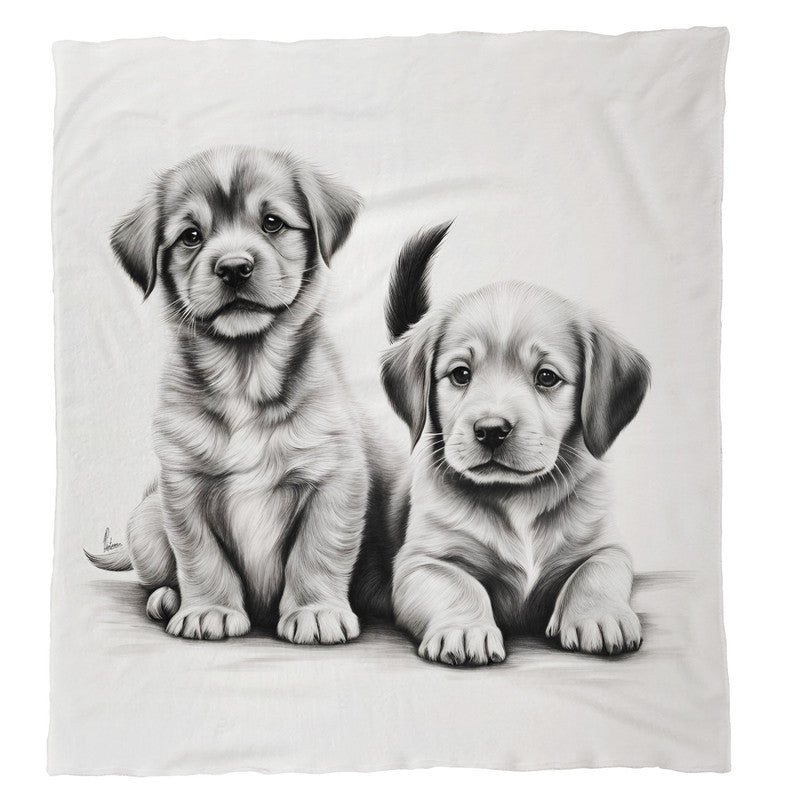 Innocent Eyes Puppies Light Weight Fleece Blanket by Nathan Pieterse