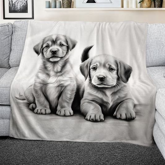 Innocent Eyes Puppies Light Weight Fleece Blanket by Nathan Pieterse