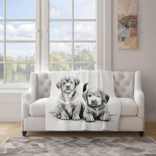 Innocent Eyes Puppies Light Weight Fleece Blanket by Nathan Pieterse