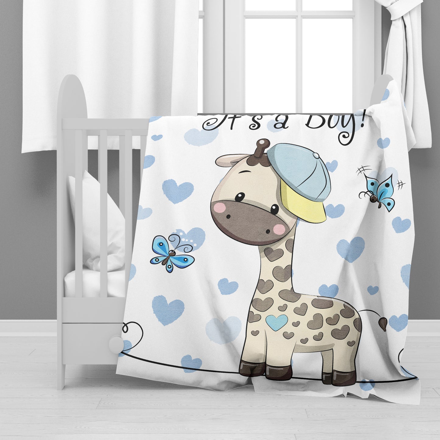 Its a Cool Boy Giraffe Baby Fleece Blanket