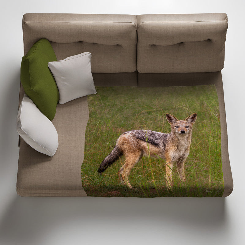 Jackal in Long Grass Light Weight Fleece by Fanie Heymans