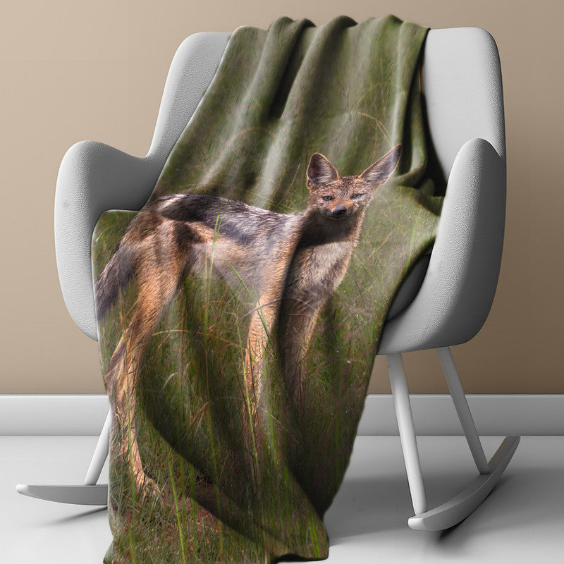 Jackal in Long Grass Light Weight Fleece by Fanie Heymans