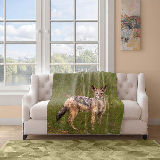 Jackal in Long Grass Light Weight Fleece by Fanie Heymans