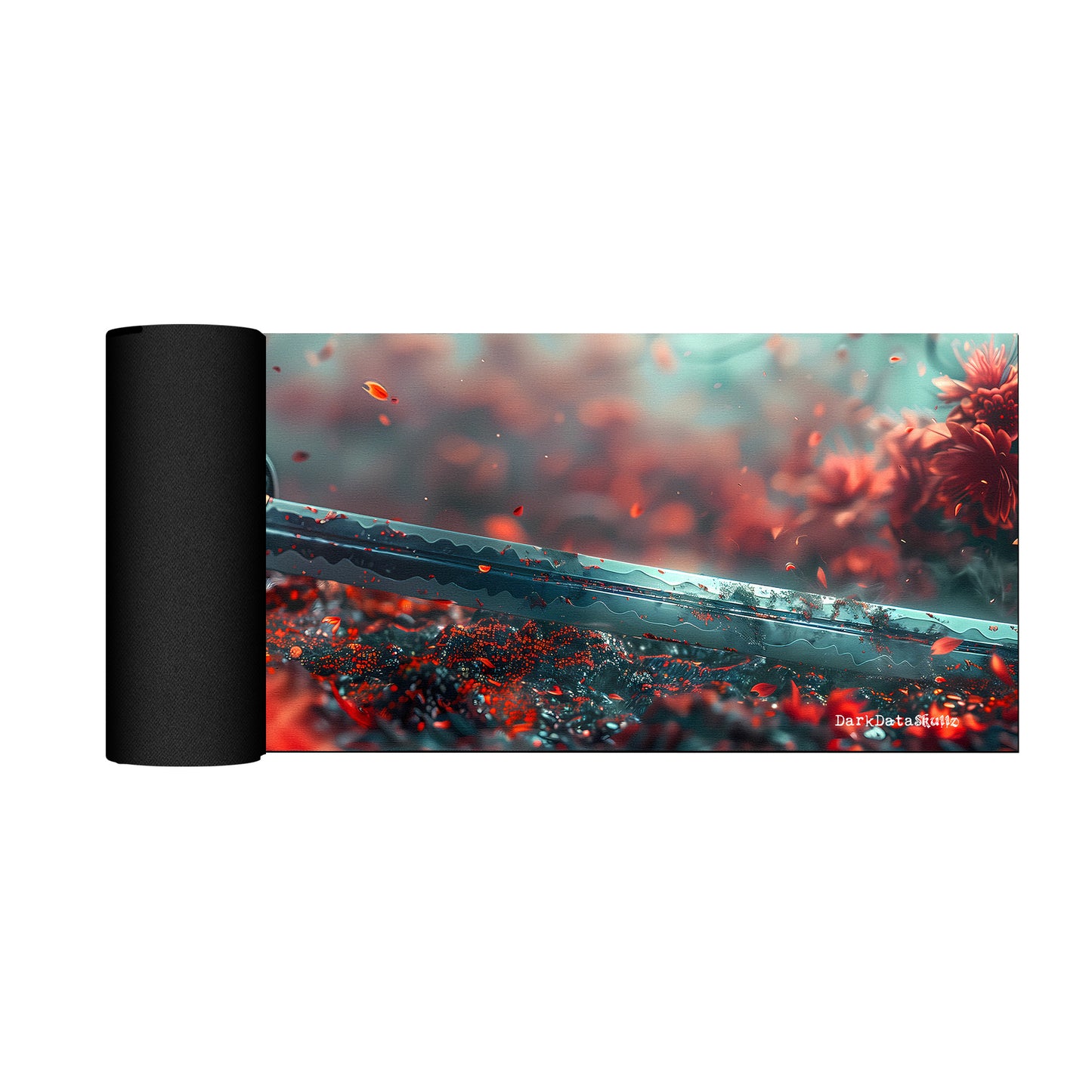 Red Japanese Samurai with Skull by Wikus Schalkwyk Large Desk Pad