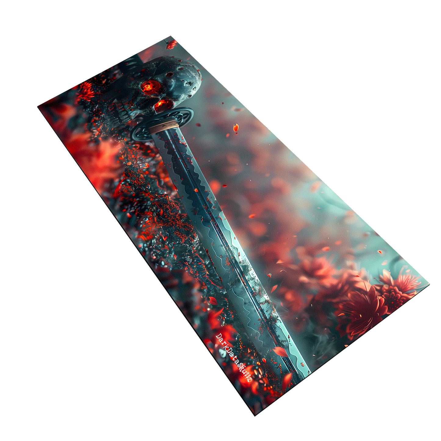 Red Japanese Samurai with Skull by Wikus Schalkwyk Large Desk Pad