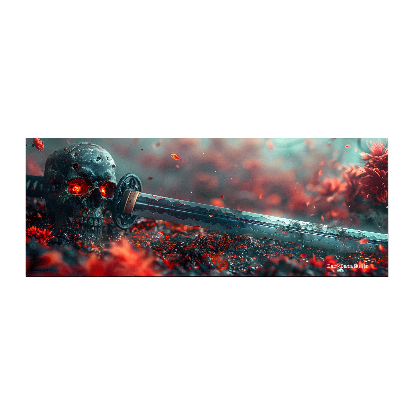 Red Japanese Samurai with Skull by Wikus Schalkwyk Large Desk Pad