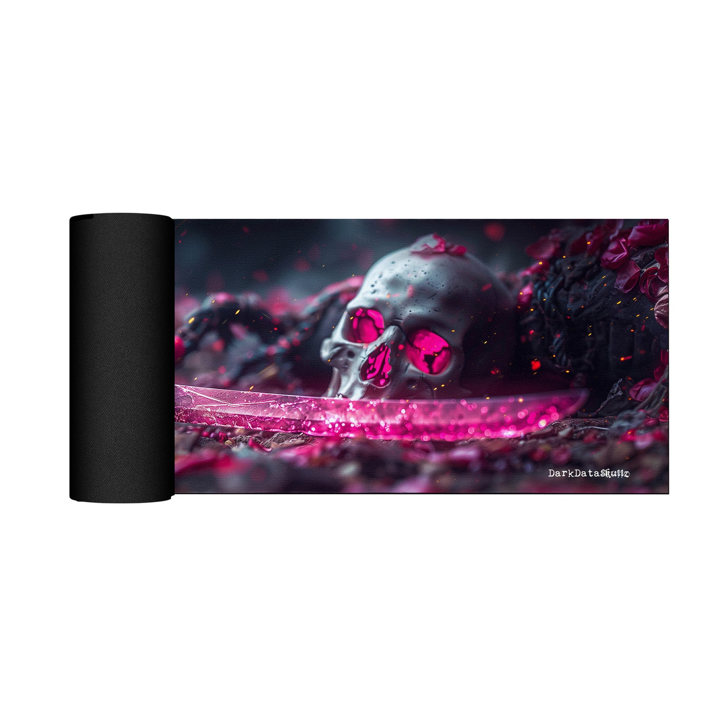 Pink Blade Japanese Samurai with Skull by Wikus Schalkwyk Large Desk Pad