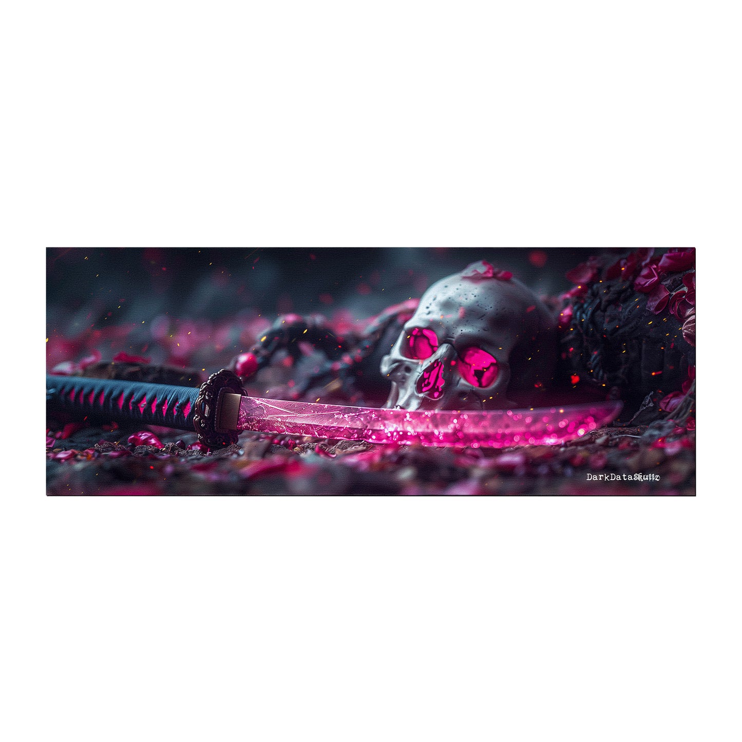 Pink Blade Japanese Samurai with Skull by Wikus Schalkwyk Large Desk Pad