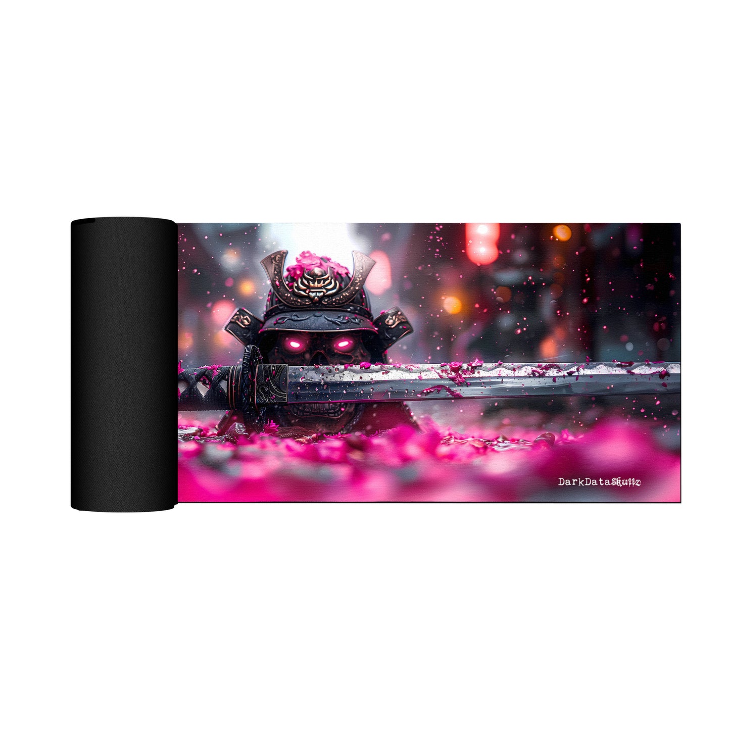 Pink Japanese Samurai with Skull by Wikus Schalkwyk Large Desk Pad