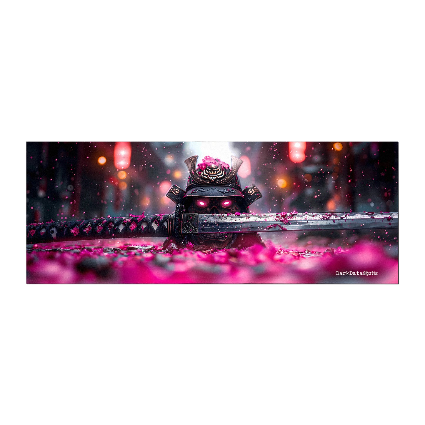 Pink Japanese Samurai with Skull by Wikus Schalkwyk Large Desk Pad