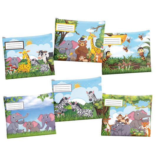 Jungle Animals Subject Savvy Book Bags Set of 6