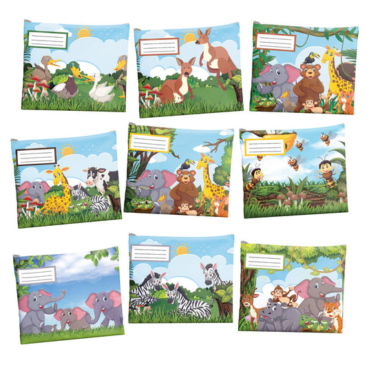 Jungle Animals Subject Savvy Book Bags Set of 9