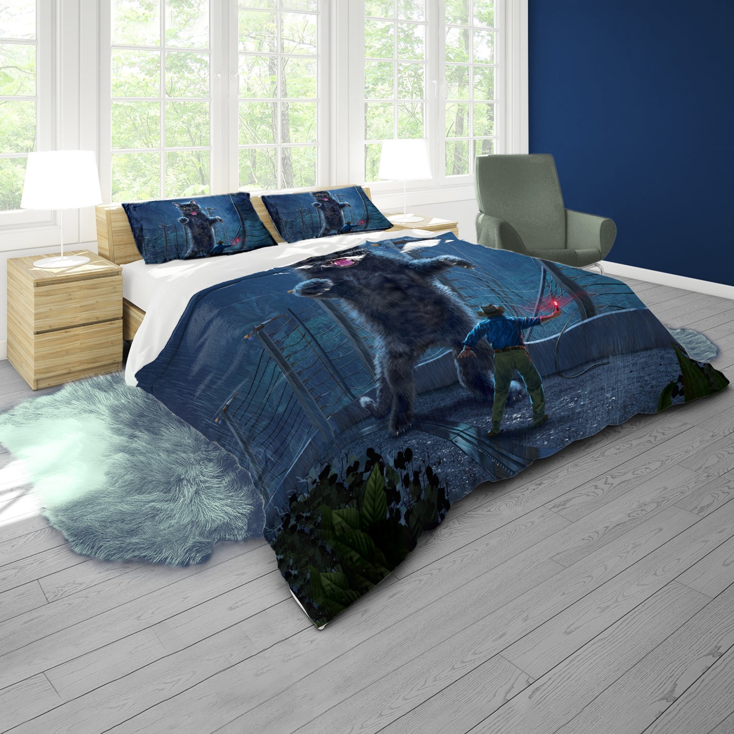 Jurassic Kitty Duvet Cover Set By Vincent Hie