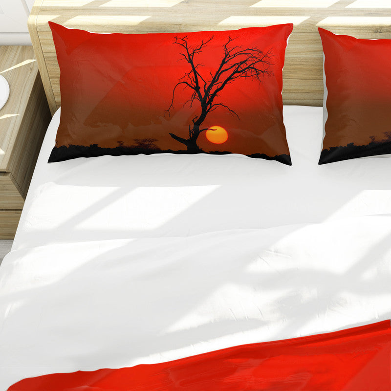 Kgalagadi Red Sunset Dead Tree By Fanie Heymans Duvet Cover Set