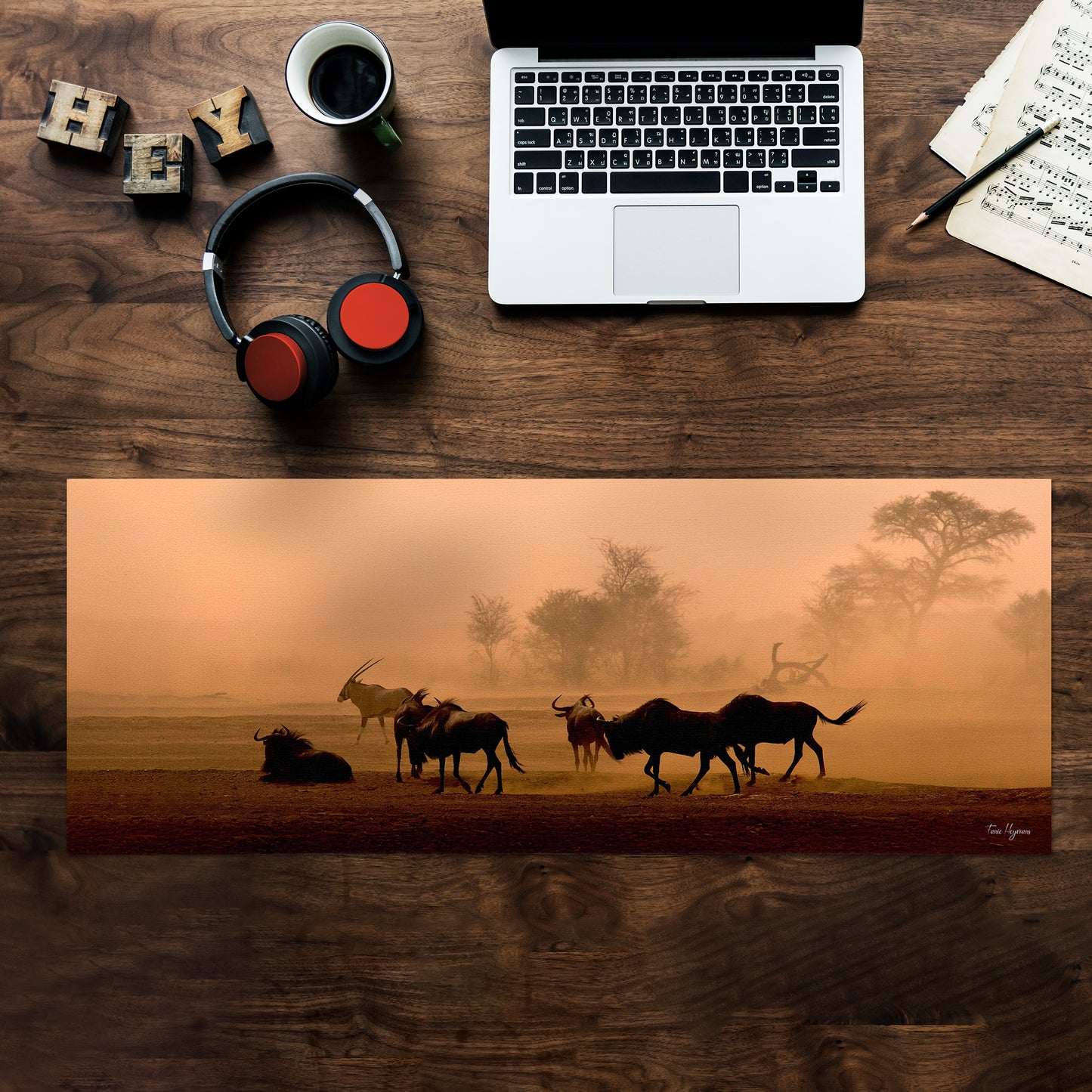 Kgalagadi Landscape Desert Storm Desk Pad by Fanie Heymans