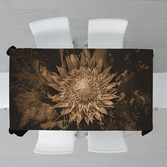 King Protea Sepia Rectangle Tablecloth by Annette Heymans