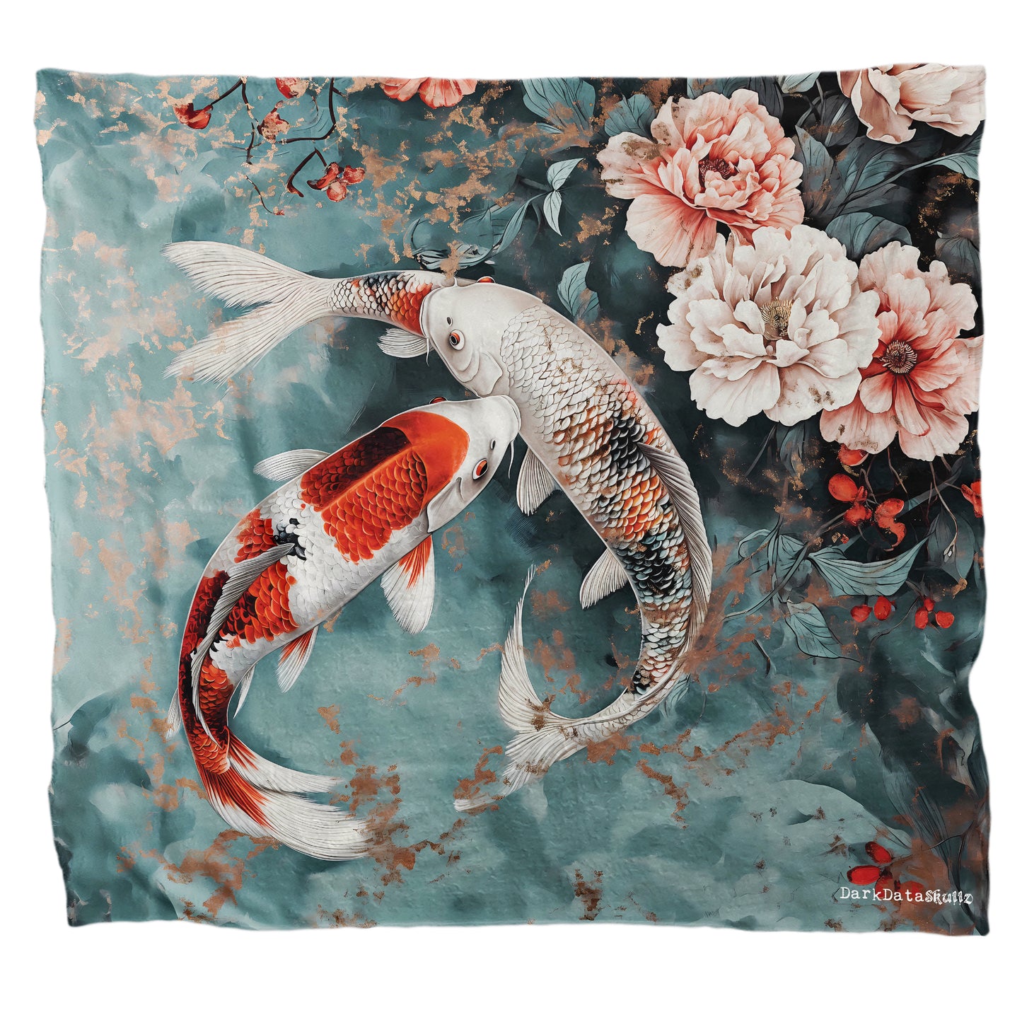 Koi Fish in Flower Pond Light Weight Fleece Blanket by Wikus Schalkwyk