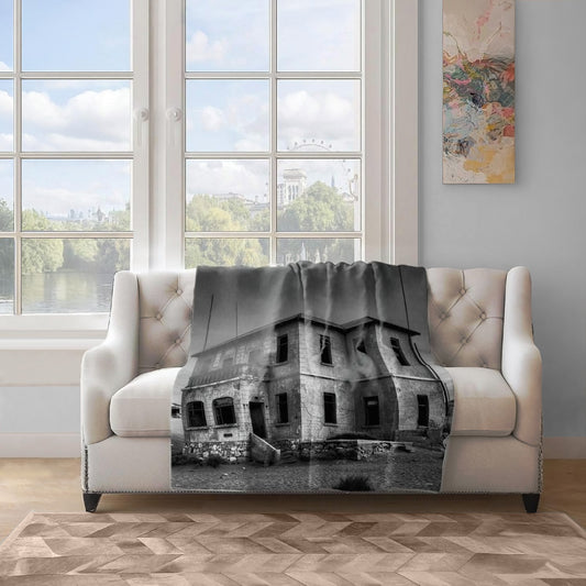Kolmanskop Ghost Buildings Black and White Light Weight Fleece Blanket By Fanie Heymans