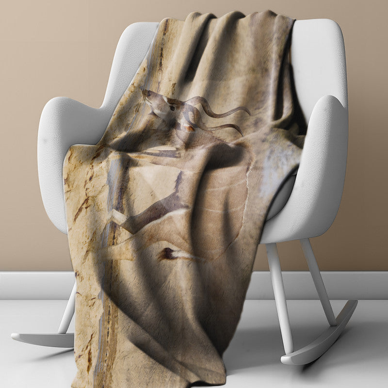 Kudu Bull Light Weight Fleece Blanket By Annette Heymans