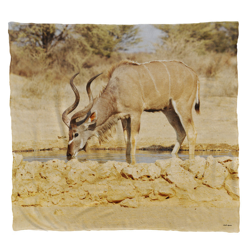 Kudu Bull Light Weight Fleece Blanket By Annette Heymans