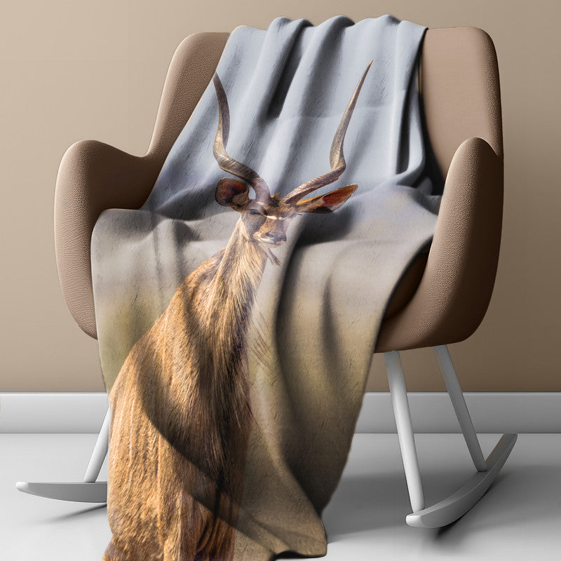 Kudu Bull Light Weight Fleece Blanket by Fanie Heymans