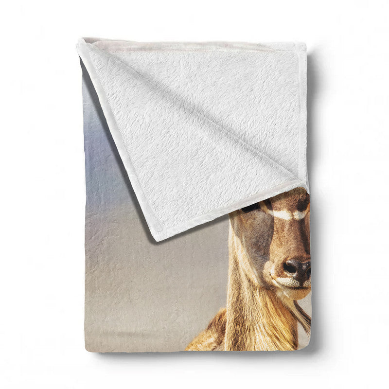 Kudu Bull Light Weight Fleece Blanket by Fanie Heymans