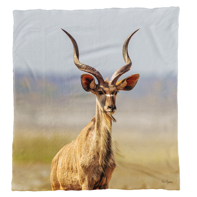 Kudu Bull Light Weight Fleece Blanket by Fanie Heymans