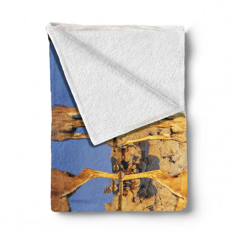 Kudu Drinking Water Light Weight Fleece Blanket by Fanie Heymans