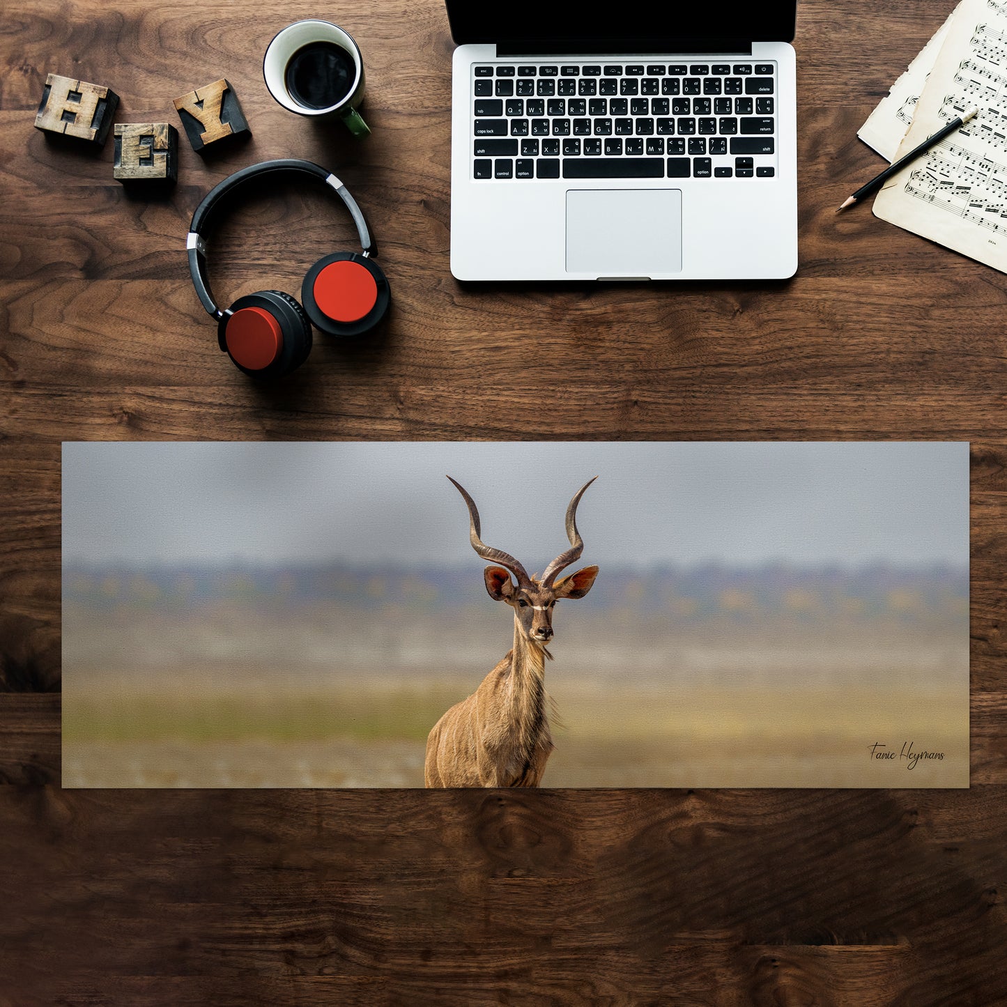 Kudu Bull Desk Pad by Fanie Heymans