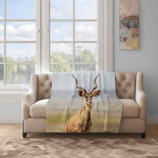 Kudu Bull Light Weight Fleece Blanket By Annette Heymans