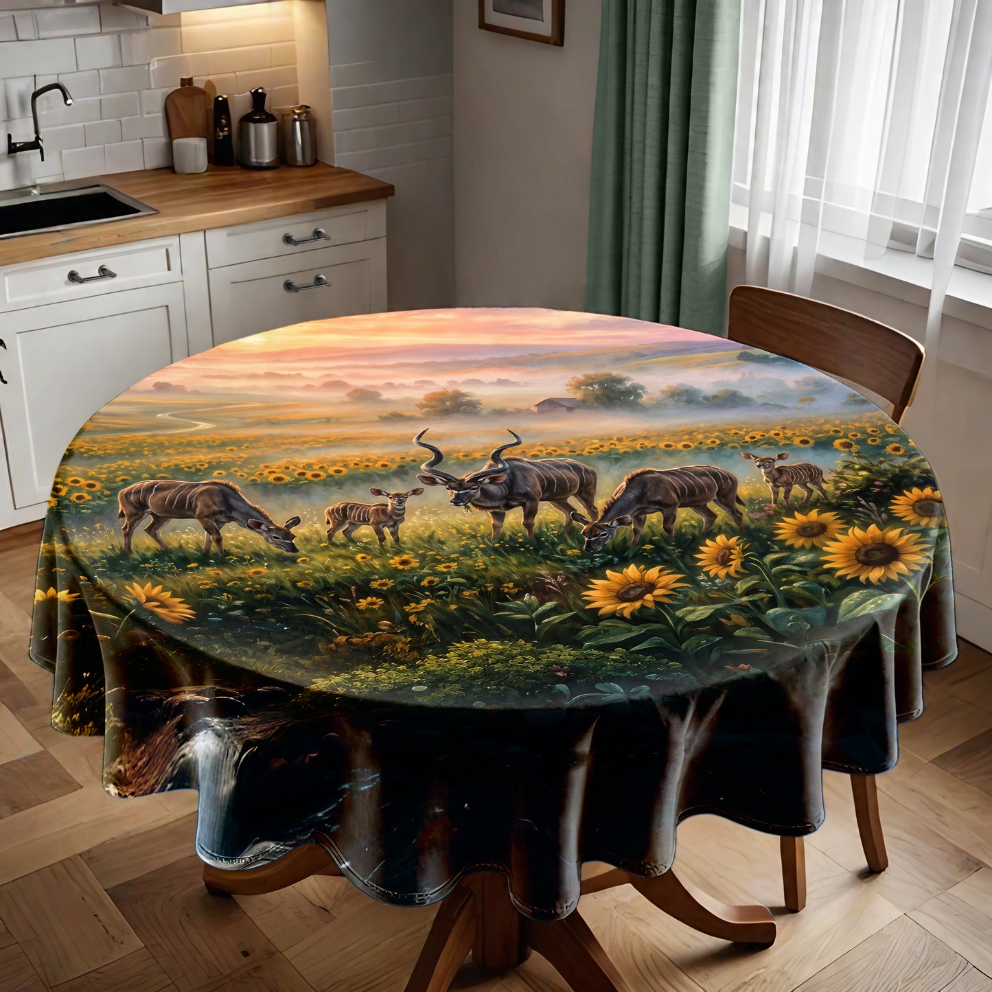 Kudu at Sundown Round Tablecloth