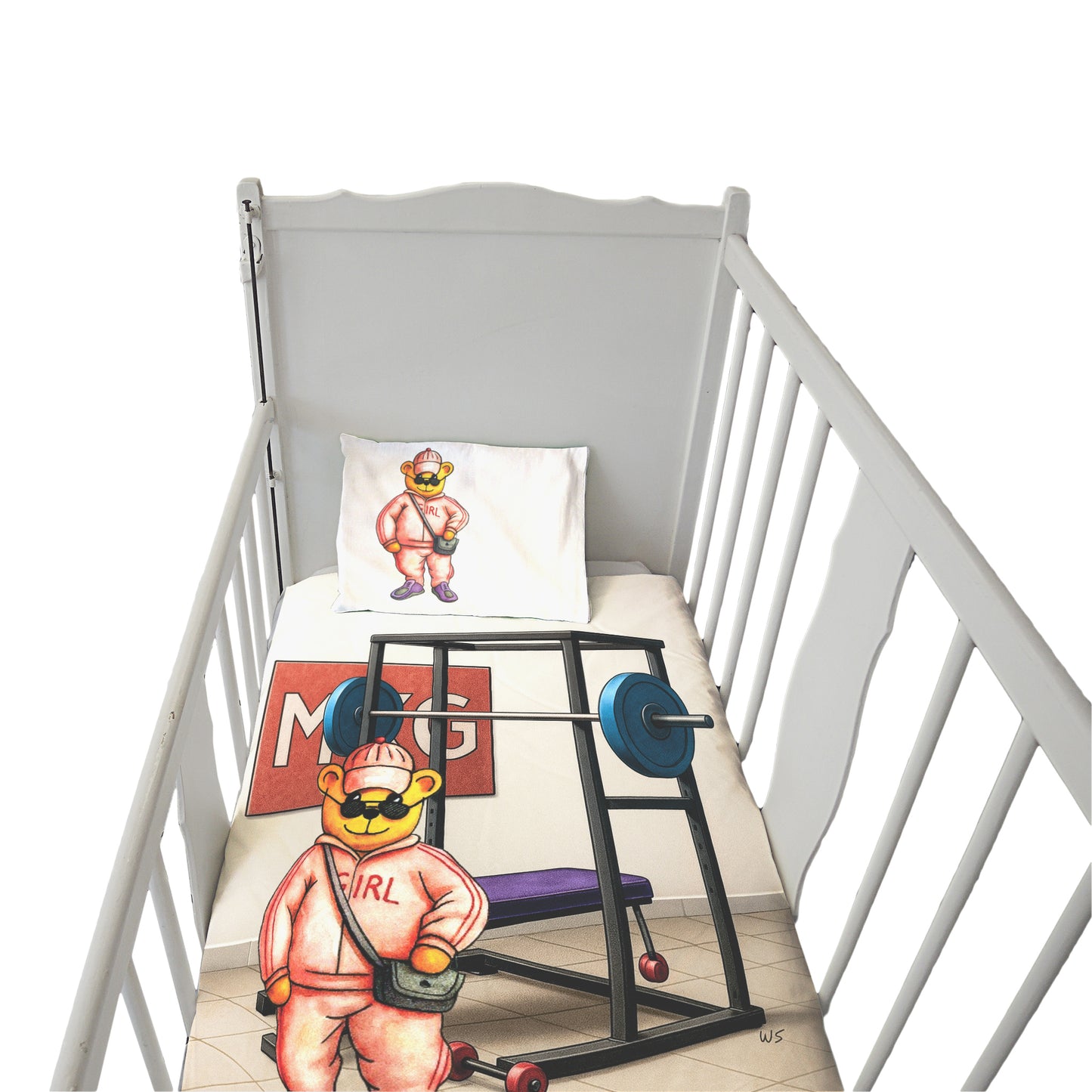 Laala Goes To The Gym Cot Set by Wikus Hattingh