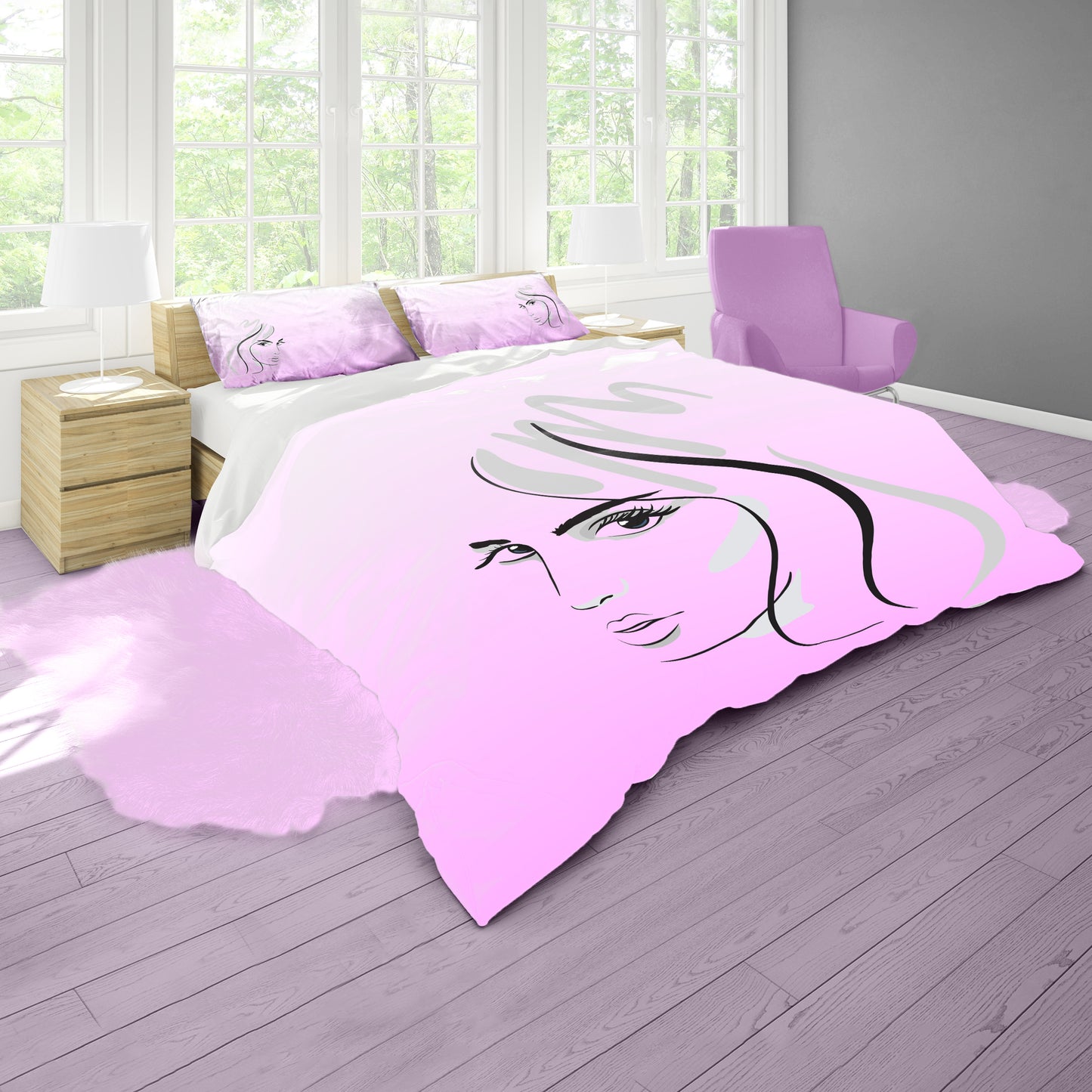 Lady in Line Art Duvet Cover Set