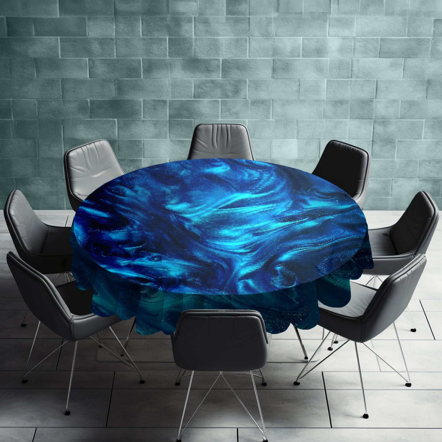 Lagoon Riddle Round Tablecloth