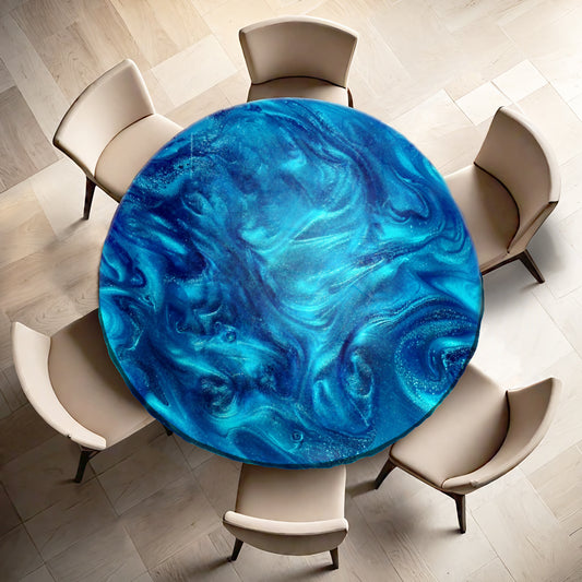 Lagoon Riddle Round Tablecloth
