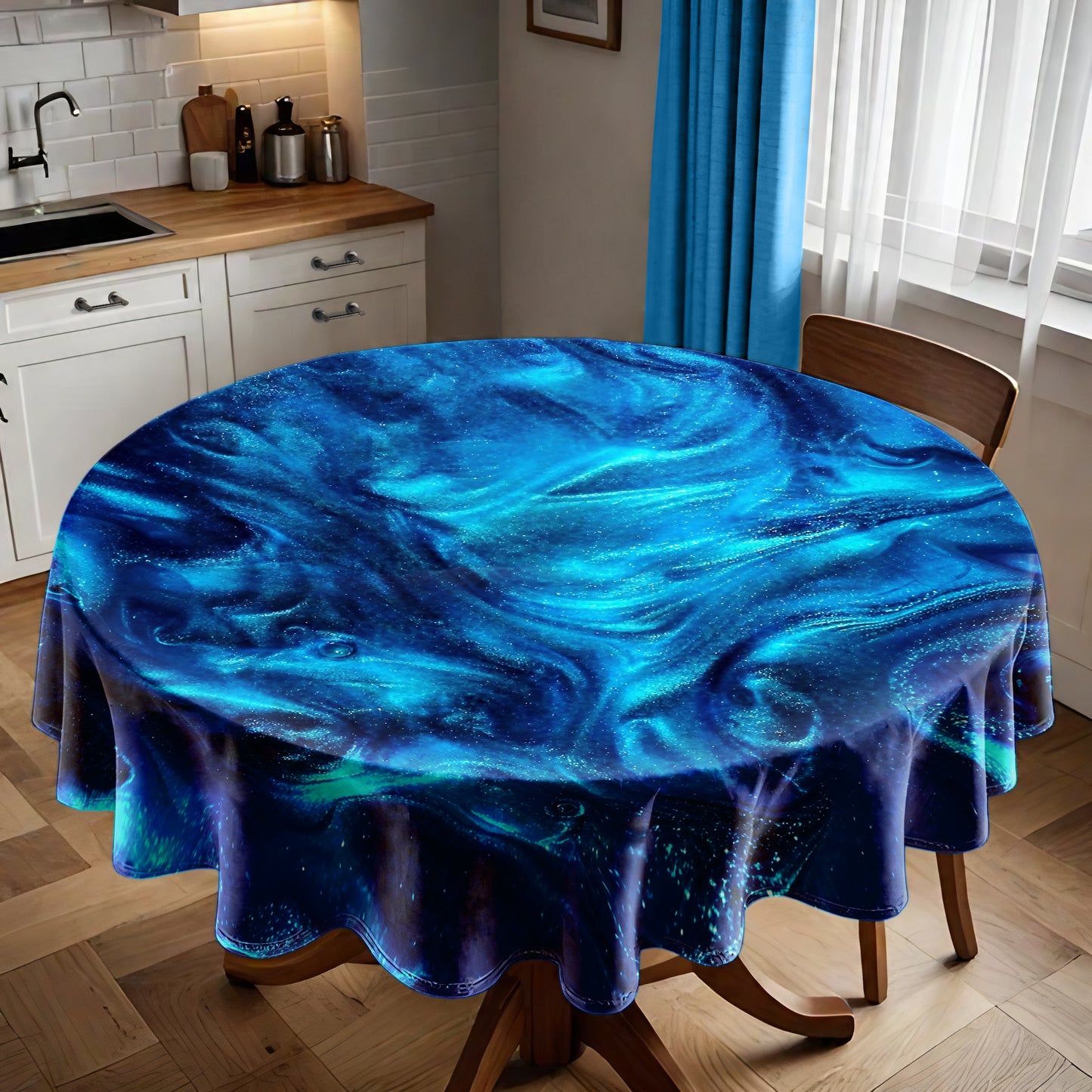 Lagoon Riddle Round Tablecloth