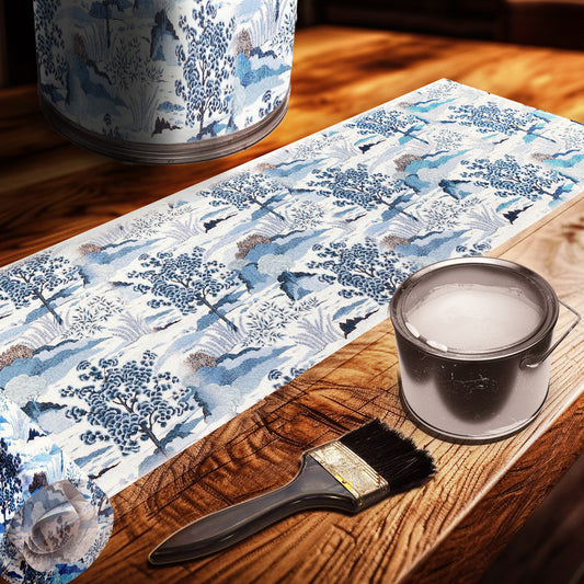 Landscape in Blue Drum Decoupage